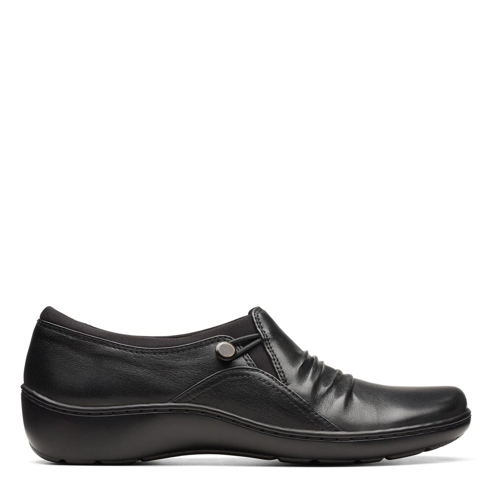 NWT Clarks Women's Cora Dusk Loafer, Black Leather, 6.5